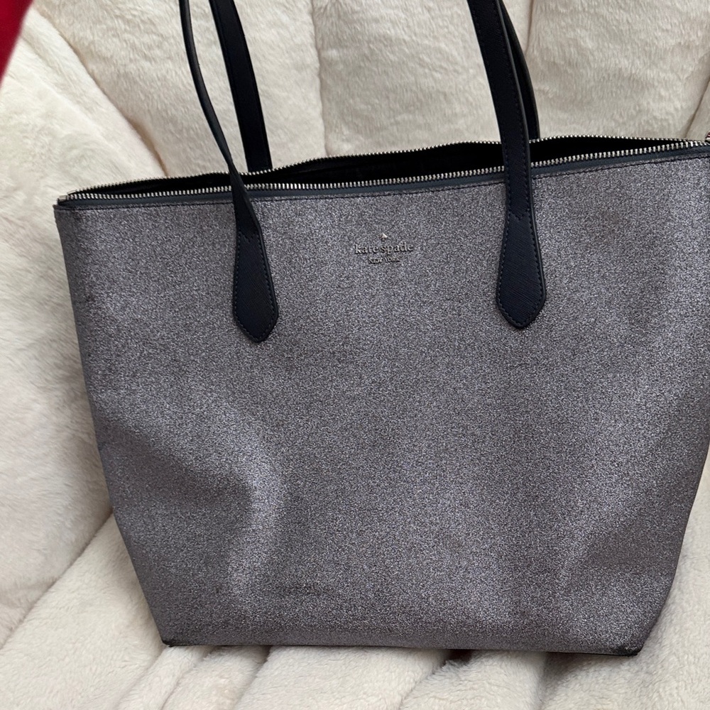 Kate Spade Metallic Gray Tote Bag